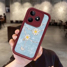 HONTINGA Realme Note 50 4g Uyumlu Telefon Kılıfı Düşüme Önleyici Basitlik Anti Düşme Kamera Korumali Süs Eşyası Bordo Desen Yumuşak Silikon Telefon Kılıfı K2-7131