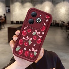 HONTINGA Infinix Smart 8 Pro Smart 9 Uyumlu Telefon Kılıfı Düşüme Önleyici Basitlik Anti Düşme Kamera Korumali Kiraz Bordo Desen Yumuşak Silikon Telefon Kılıfı K2-7150