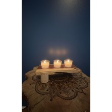 Tolga's Workshop El Yapımı Ardıç Ağacı 3’lü Mumluk Seti | Doğal Ahşap Cam Hazneli Masa Dekoru(Mum ve Hazneler Dahil)