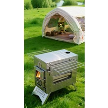 Shufa Profesyonel Kuzineli Fırınlı Krom Kamp Sobası (Çantalı)