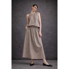 Mg Giyim Kadın Lastik Bel Bluz Etek Takım