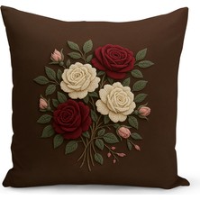 Bertille Home Çift Tarafı Dijital Baskılı Kırlent Kılıfı (Panç /punch Nakış Desen Görünümlü)