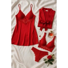 Çeyize Dair Herşey Crimson Kırmızı Saten & Dantel Lingerie Set – Şık Iç Çeyiz Takımı