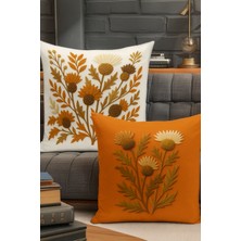 Bertille Home Çift Tarafı Dijital Baskılı  4'lü Kırlent Kılıfı Seti (Panç /punch Nakış Desen Görünümlü)