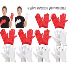 Çocuk Gösteri Eldiven Seti – 5 Çift Beyaz &amp; 5 Çift Kırmızı