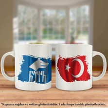 Asilmeydan Çift Yön Baskılı Göktürkçe Türk Yazılı Göktürk ve Türkiye Bayrağı Kupa Bardak