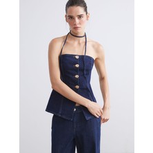 Lc Waikiki Yeni Sezon Straplez Yaka Jean Bluz