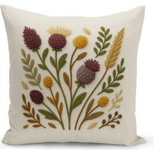 Bertille Home Çift Tarafı Dijital Baskılı Kırlent Kılıfı (Panç /punch Nakış Desen Görünümlü)