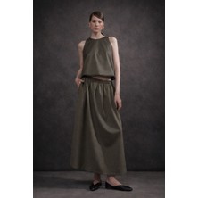 Mg Giyim Kadın Lastik Bel Bluz Etek Takım