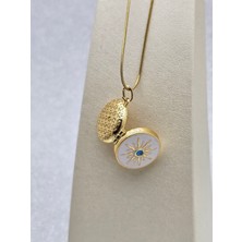 Mosso Steel Güneş Figürlü Açılır Kapaklı Çelik Kolye Gold Renk