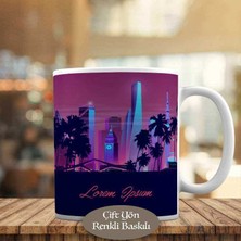 Asilmeydan Gece Manzaralı Saat Kulesi ve Yüksek Binalar Kupa Bardak HEDIYELIK-2949