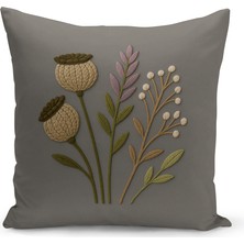 Bertille Home Çift Tarafı Dijital Baskılı Kırlent Kılıfı (Panç /punch Nakış Desen Görünümlü)