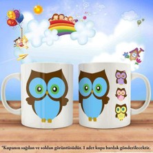 Asilmeydan Çocuklara Özel Karakterli Çift Yön Baskılı Sevimli Renkli Baykuşlar Kupa Bardak