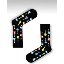 Çorapmatik Gitar Desenli Renkli Soket Çorap