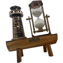 Sbusshop Hediyelik Eşya Retro Ahşap Deniz Feneri Kum Saati Biblo - SB001M-47S955