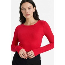 DeFacto Slim Fit Dar Kesim Basic Düz Fitilli Kaşkorse Uzun Kollu TIŞÖRT E5767AX26SP