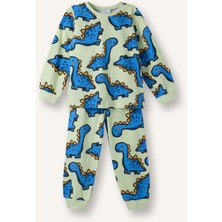 DeFacto %100 Pamuklu Dinozor Desenli Beli Lastikli Pijama Takımı Erkek Bebek G7131A526SP
