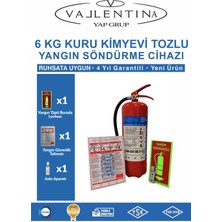 Vallentina 6 kg Tozlu Yangın Söndürme Cihazı Ruhsata Uygun Tse-Hyb/ce Belgeli (Talimat-Levha-Askı Aparatlı)