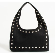 Pamela Zımbalı Süet Siyah Çanta