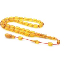 Murty99 Serkan Başkan Yapımı Bilek Boy Halkalı Imameli Sarı Sıkma Kehribar Tesbih