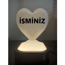 3D Dönüşüm Atölyesi Kişiye Özel Hediyelik Isimli Kalp Figürlü Dekoratif LED Lamba - Adaptörlü - Günışığı Ledli