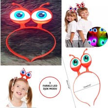 Lokiboo LED Işıklı  Pilli 3 Farklı Modda Yanan Uzaylı Göz Parti Tacı Kırmızı Renk 18X12 cm - Lisinya