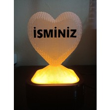 3D Dönüşüm Atölyesi Kişiye Özel Hediyelik Isimli Kalp Figürlü Dekoratif LED Lamba - Adaptörlü - Amber Işıklı