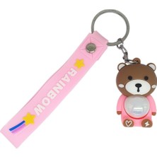 Lokiboo Figürlü ve Işıklı Silikon Anahtarlık -  Ayıcık - Pembe (Lisinya)