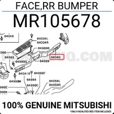 TŞT Mitsubishi Pajero Arka Tampon Orta Sıyah 1991-1996 (Oem No:  MR105678)