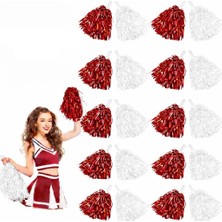 ForWhat Büro Ev Ofis Etkinlik Okul Gösteri Kostümü Için 10çift 20ADET Golden Beyaz Metalik Ponpon Seti