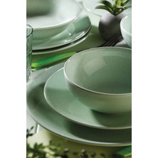 Kütahya Porselen Bone Naturaceram Harlek Granül 24 Parça 6 Kişilik Yeşil Yemek Seti
