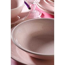 Kütahya Porselen Bone Naturaceram Harlek Granül 24 Parça Pembe Yemek Seti