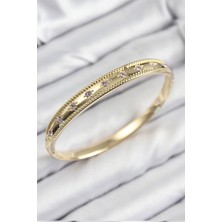 Pazarcan Pirinç Zirkon Taşlı Kutup Yıldızı Model Gold Renk Kadın Kelepçe