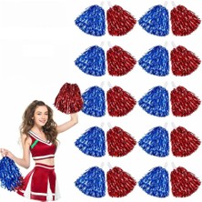 ForWhat Büro Ev Ofis Etkinlik Okul Gösteri Kostümü Için 10çift 20ADET Kırmızı Mavi Silver Metalik Ponpon Seti