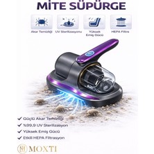Moxti Şarjlı Kablosuz Yatak Kanepe Halı Toz Tüy Alerji Süpürge Uv Işınlı Ev El Vakum Temizleme Toz Giderme