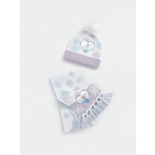 Lc Waikiki Yeni Sezon Frozen Nakışlı Kız Çocuk Atkı ve Bere Takım