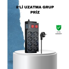 Marsilyan 2 Metre Güçlü Çoklu Priz 8 Soket