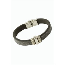 Bijuteri Net Çizgili Lüks Deri Bileklik