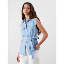 Lc Waikiki Yeni Sezon Beli Kemerli Kadın Jean Gömlek