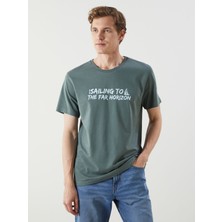 Lc Waikiki Yeni Sezon Bisiklet Yaka Baskılı Penye Erkek Tişört