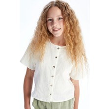 Lc Waikiki Yeni Sezon Kısa Kollu Müslin Kız Çocuk Gömlek