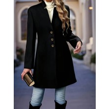 Yeşil Sarmaşık Kadın Uzun Kollu Hakim Yakalı Önden Düğmeli Ithal Kaşe Astarsız Kısa Kaban