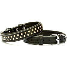 SHC4200 Konforlu Deri Kristal Taşlı Köpek Boyun Tasması 2 x 28-34 cm Siyah