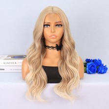 SHC4200 Platin Balköpüğü Röfleli Uzun Dalgalı Tül Peruk