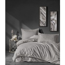SHC4200 Çift Kişilik Saten Nevresim Takımı Elegante Stripe Bej