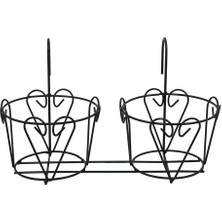 Braventa Collection Nekuba Ferforje 2'li Metal Balkon Saksısı 42X19X24 cm Dekoratif Saksı Standı, Çiçek Saksısı