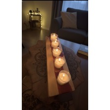 Tolga's Workshop Sevgililer Günü&yılbaşı & Kış Dekorasyonu Için El Yapımı Ardıç Ağacı 5’li Mumluk( Mumlar ve Cam Hazneleri Dahil)