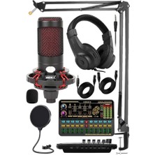 Hype Store Cxn-30 Paket-11 VS11 Ses Kartlı Condenser Mikrofon Stand Kulaklık Seti