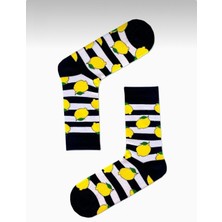 Çorapmatik Limon Desenli Siyah Renkli Soket Çorap