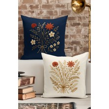 Bertille Home Çift Tarafı Dijital Baskılı  4'lü Kırlent Kılıfı Seti (Panç /punch Nakış Desen Görünümlü)